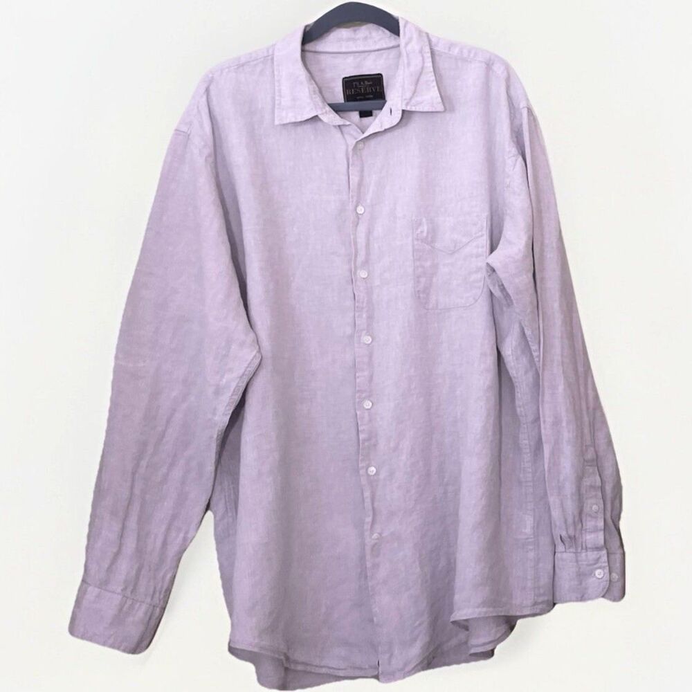 Jos A. Bank Reserve Shirt 2XLT Linen Button Down Mens Lavender Big Tall Classic